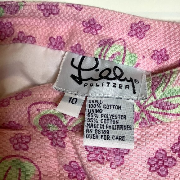 Lilly Pulitzer pink floral button 2 back pockets size 10 vintage - Picture 5 of 5
